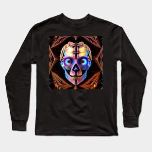 Trippy Psychedelic Ornate Skull 4 Long Sleeve T-Shirt